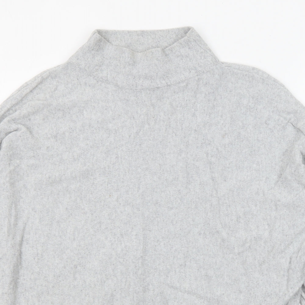 Mint Velvet Womens Grey High Neck Cotton Pullover Jumper Size S - Zipped sleeves