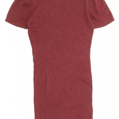 Jessica Simpson Womens Red Cotton Bodycon Size L Roll Neck Pullover