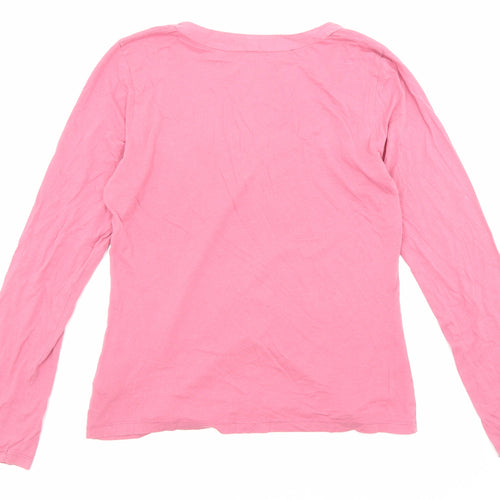 White Stuff Womens Pink Cotton Jersey T-Shirt Size 10 Scoop Neck