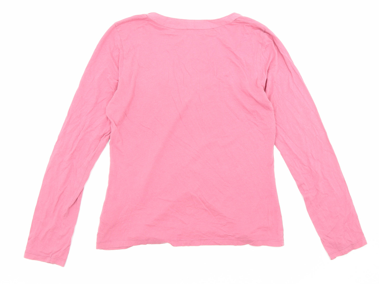 White Stuff Womens Pink Cotton Jersey T-Shirt Size 10 Scoop Neck