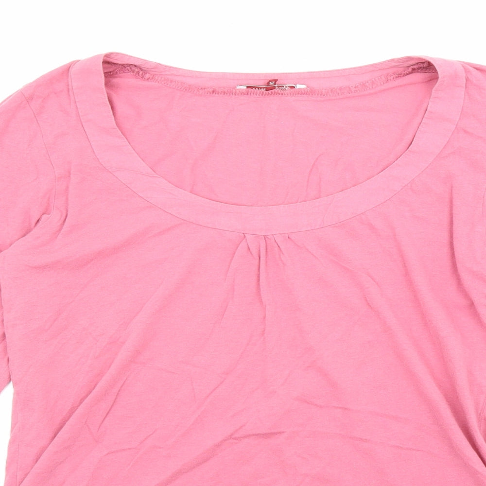 White Stuff Womens Pink Cotton Jersey T-Shirt Size 10 Scoop Neck