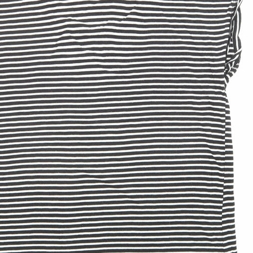 Luxueux Womens Black Striped Viscose Jersey T-Shirt Size S Scoop Neck