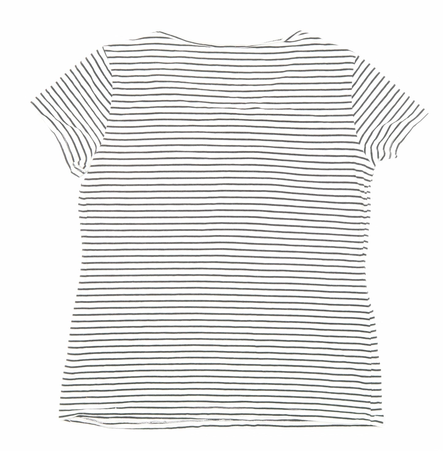 Divided by H&M Womens Black Striped Cotton Jersey T-Shirt Size M Crew Neck