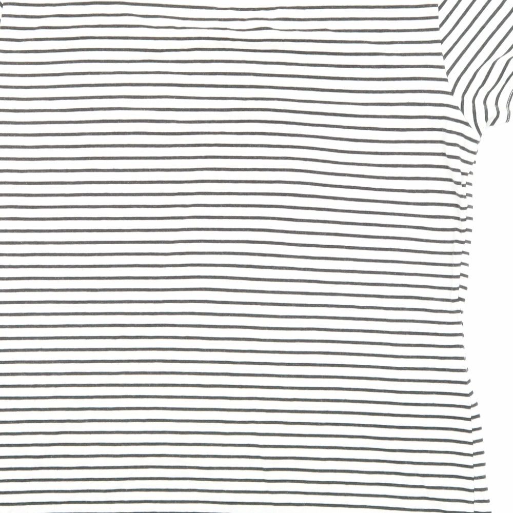Divided by H&M Womens Black Striped Cotton Jersey T-Shirt Size M Crew Neck