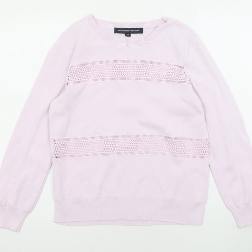 French Connection Womens Purple Boat Neck Cotton Pullover Jumper Size XS