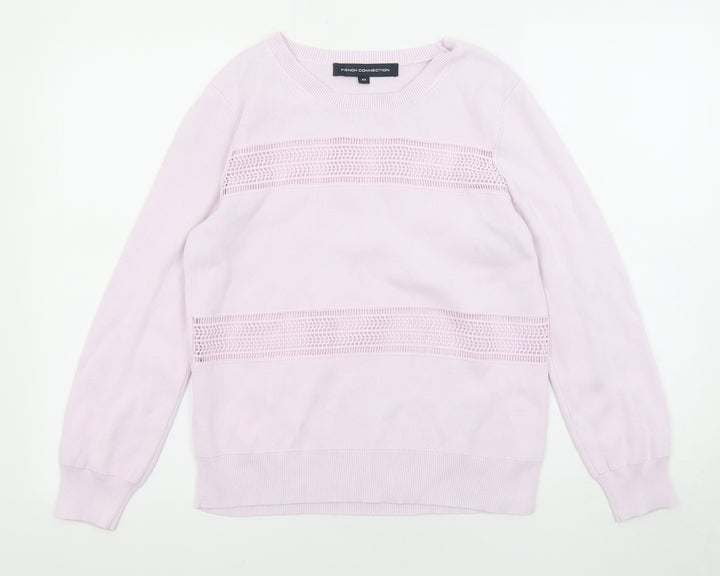 French Connection Womens Purple Boat Neck Cotton Pullover Jumper Size XS