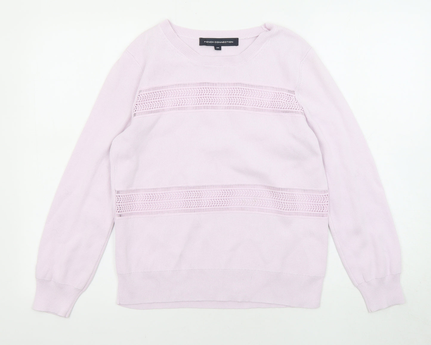 French Connection Womens Purple Boat Neck Cotton Pullover Jumper Size XS