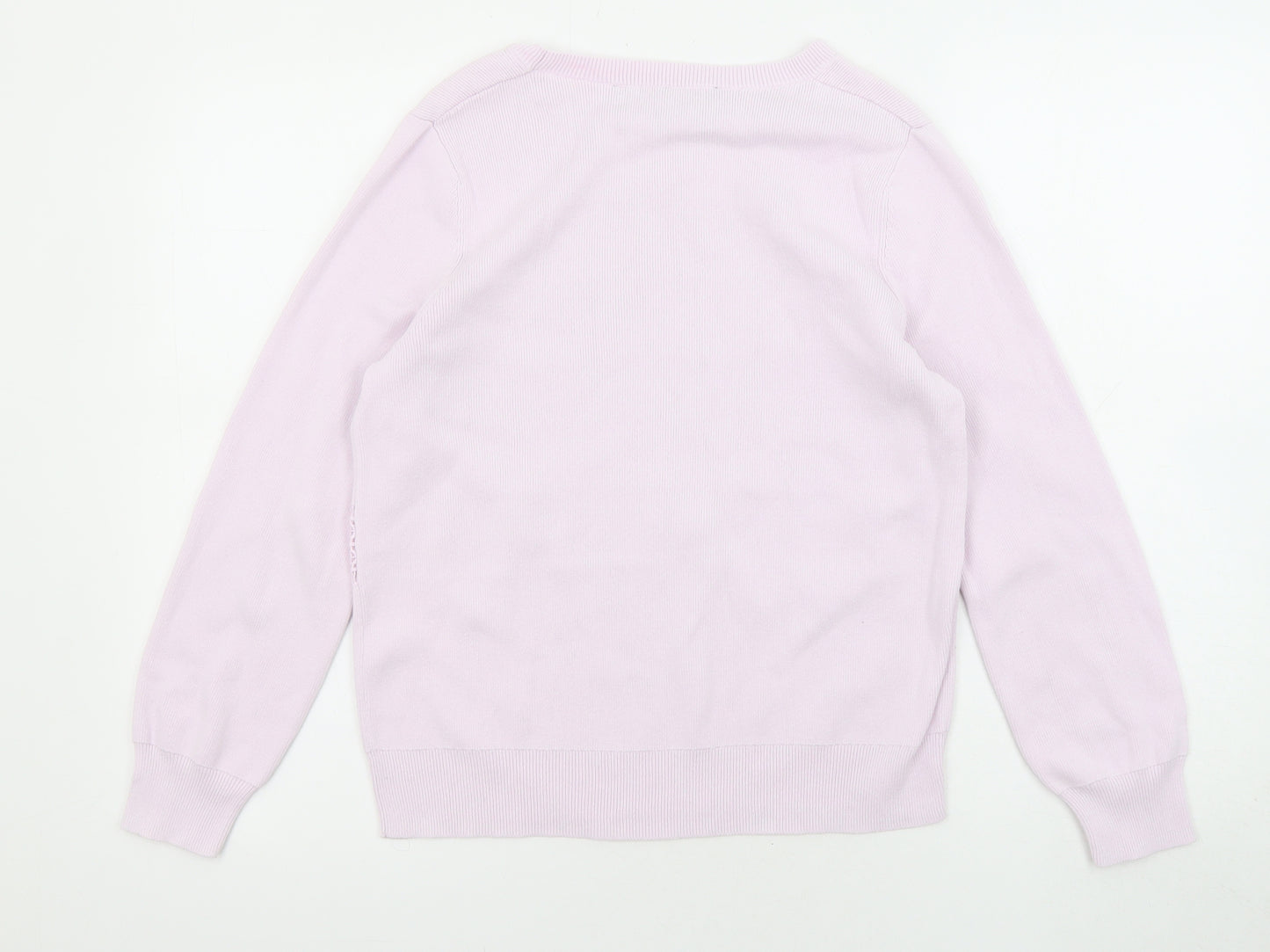 French Connection Womens Purple Boat Neck Cotton Pullover Jumper Size XS
