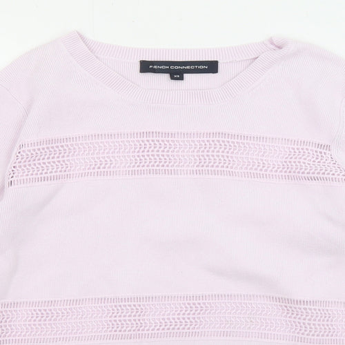 French Connection Womens Purple Boat Neck Cotton Pullover Jumper Size XS