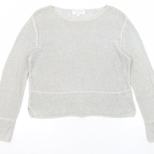 Phase Eight Womens Grey Boat Neck Linen Pullover Jumper Size L