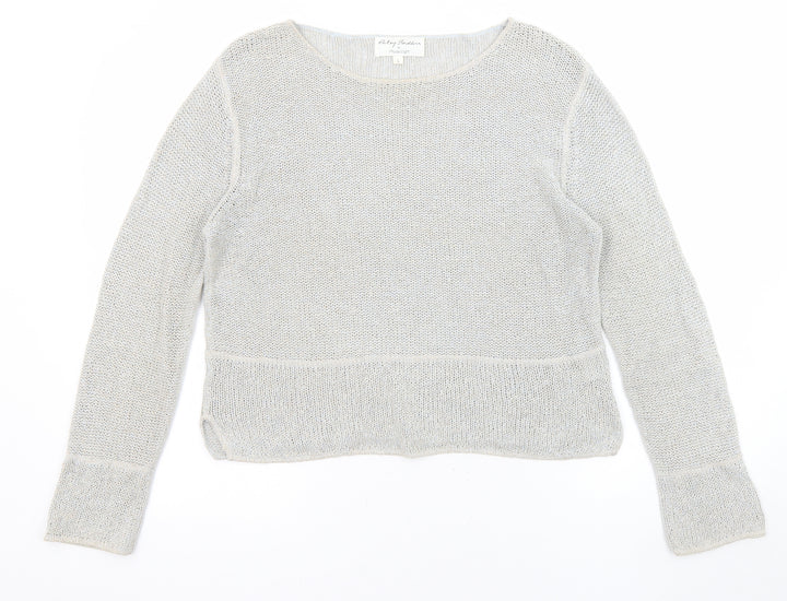Phase Eight Womens Grey Boat Neck Linen Pullover Jumper Size L