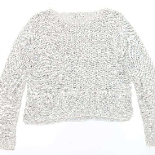 Phase Eight Womens Grey Boat Neck Linen Pullover Jumper Size L