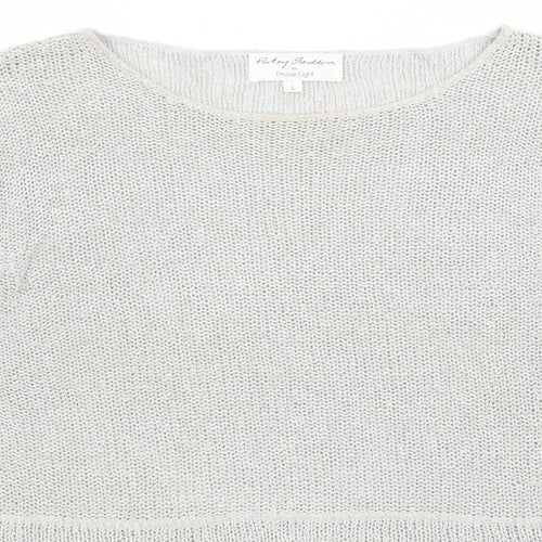 Phase Eight Womens Grey Boat Neck Linen Pullover Jumper Size L