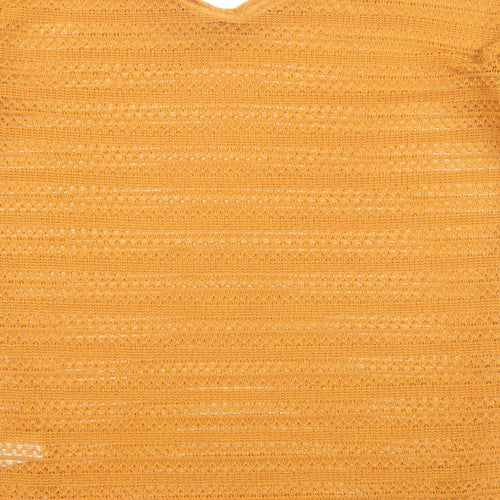NEXT Womens Orange V-Neck Polyester Pullover Jumper Size 12