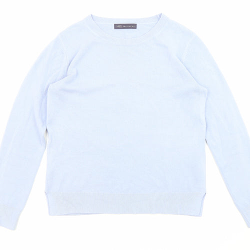 Marks and Spencer Womens Blue Round Neck Acrylic Pullover Jumper Size 10