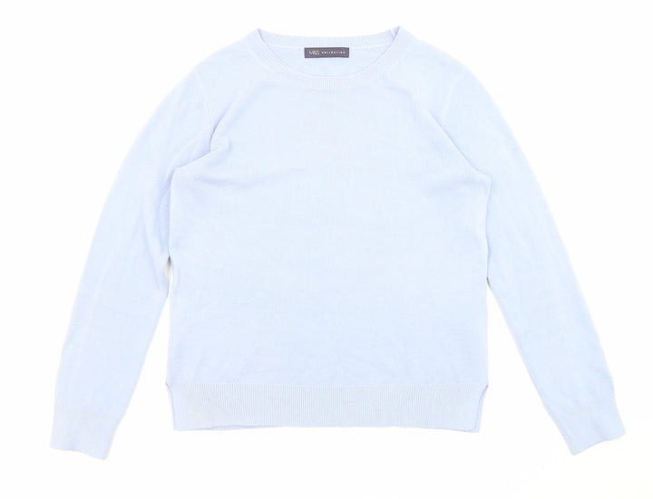 Marks and Spencer Womens Blue Round Neck Acrylic Pullover Jumper Size 10