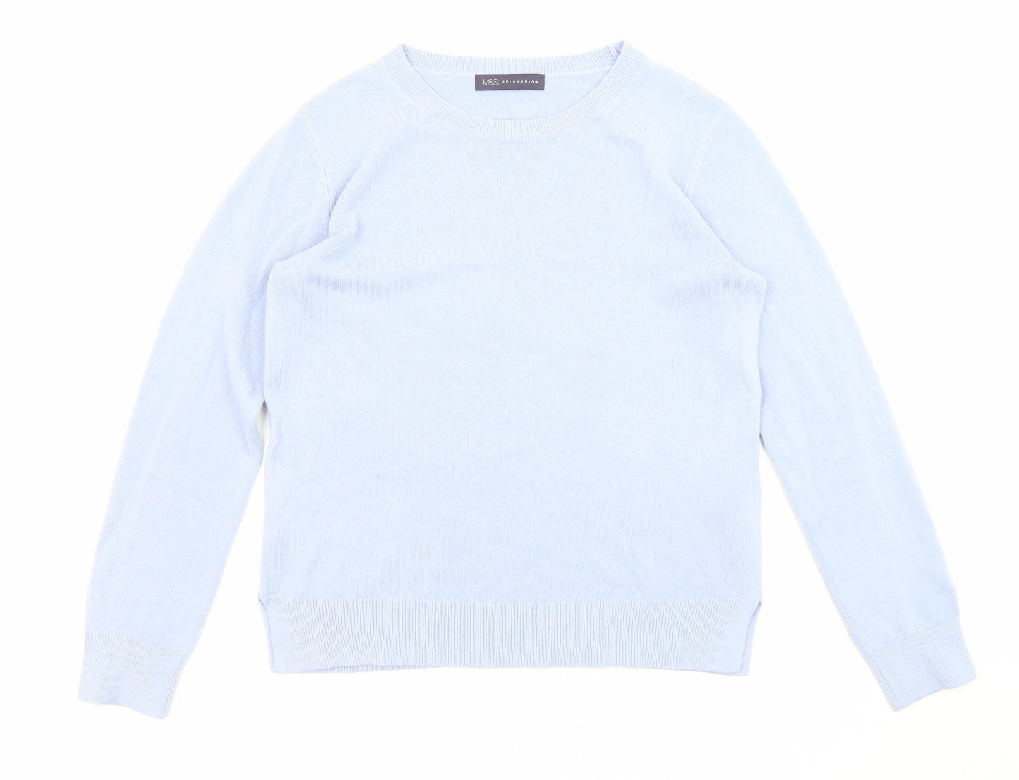 Marks and Spencer Womens Blue Round Neck Acrylic Pullover Jumper Size 10