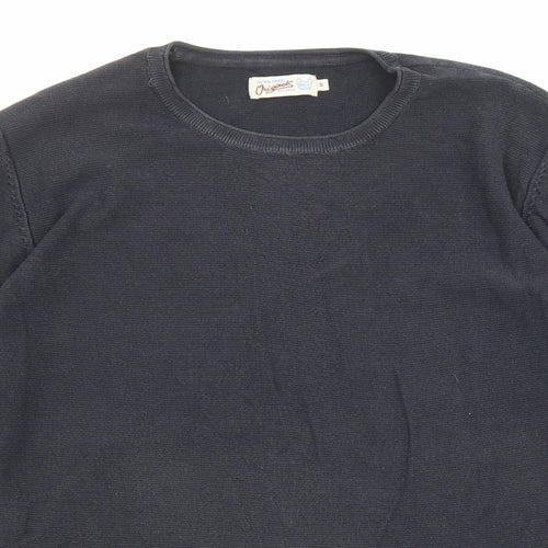 JACK & JONES Mens Blue Crew Neck Cotton Pullover Jumper Size M Long Sleeve