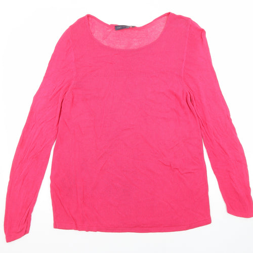 Marks and Spencer Womens Pink Boat Neck Viscose Pullover Jumper Size 16
