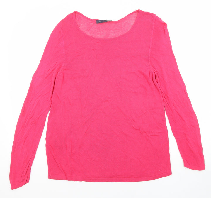 Marks and Spencer Womens Pink Boat Neck Viscose Pullover Jumper Size 16