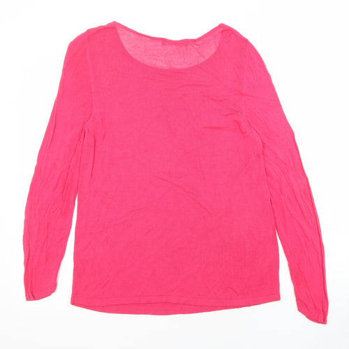 Marks and Spencer Womens Pink Boat Neck Viscose Pullover Jumper Size 16