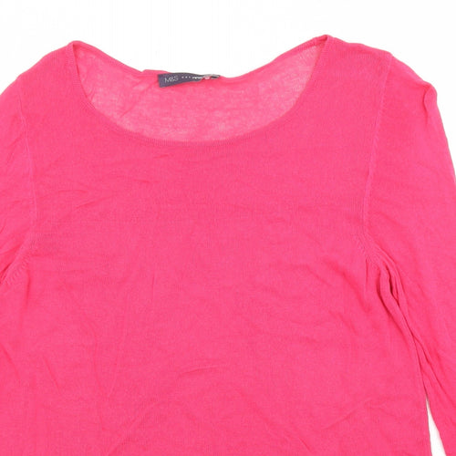Marks and Spencer Womens Pink Boat Neck Viscose Pullover Jumper Size 16