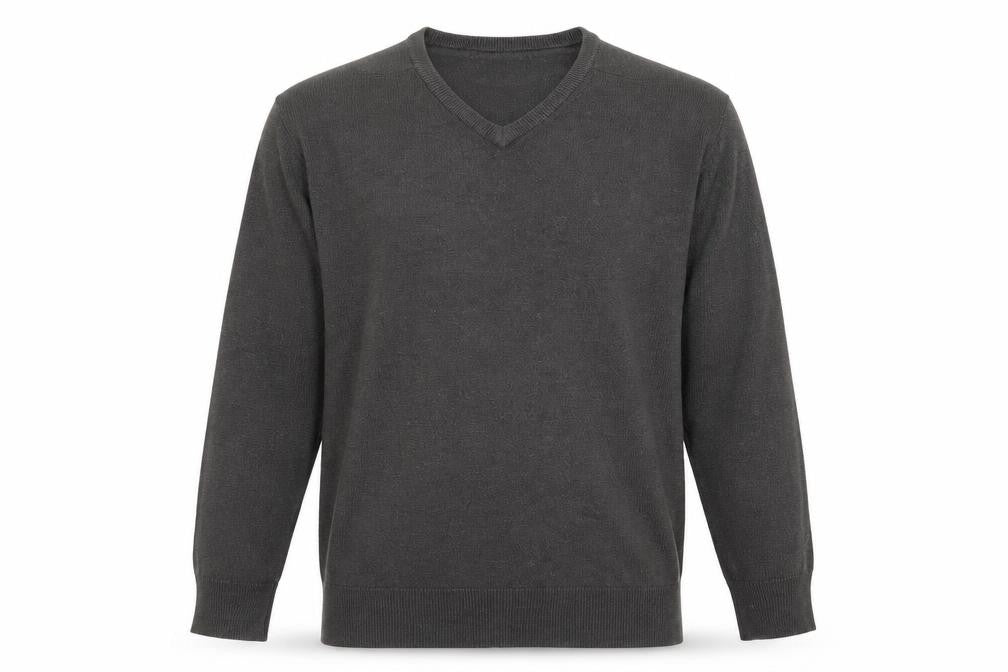 Marks and Spencer Mens Grey V-Neck Acrylic Pullover Jumper Size S Long Sleeve