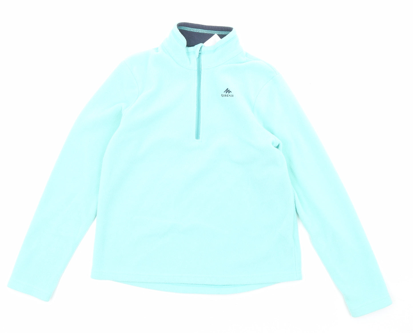 DECATHLON Girls Blue Polyester Pullover Sweatshirt Size 10-11 Years Zip - Quarter-Zip