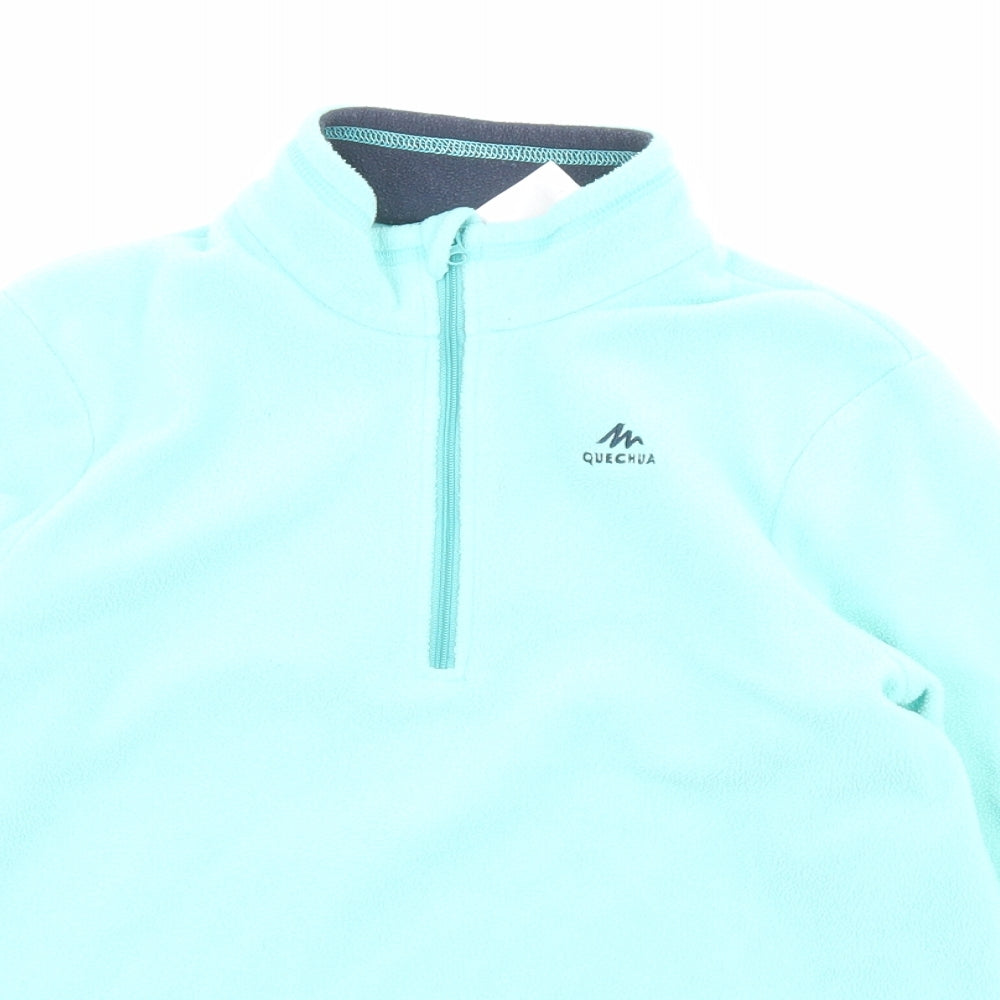 DECATHLON Girls Blue Polyester Pullover Sweatshirt Size 10-11 Years Zip - Quarter-Zip