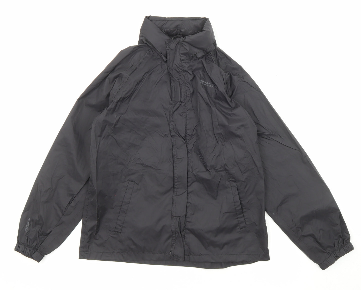 Mountain Warehouse Boys Black Rain Coat Coat Size 10-11 Years Zip - Pockets