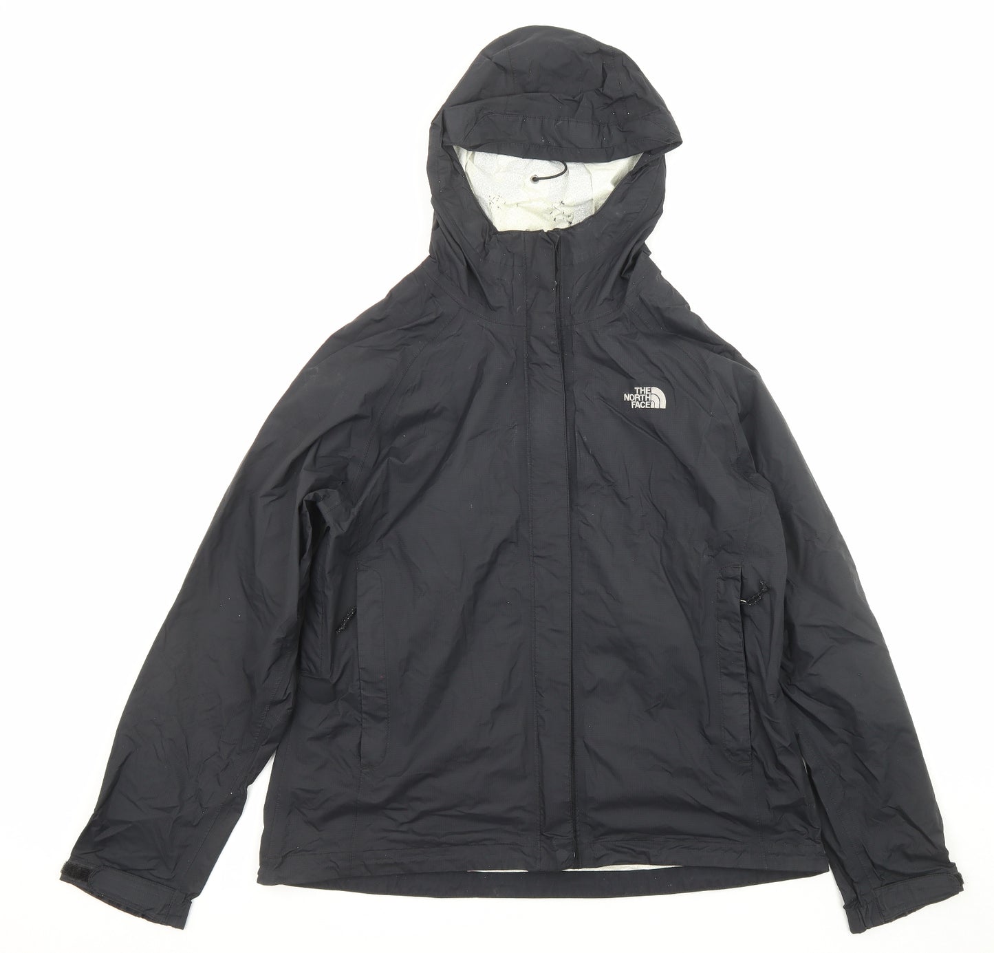 The North Face Womens Black Windbreaker Jacket Size L Zip - Pockets, Hooded