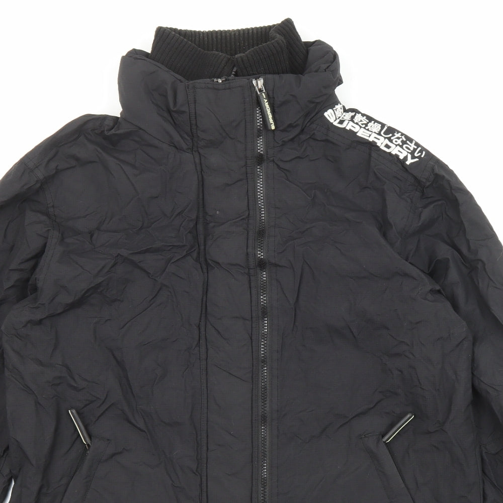 Superdry Mens Black Jacket Size M Zip - Pockets
