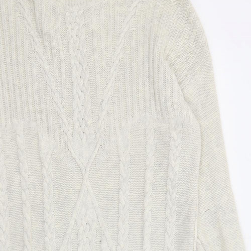 NEXT Womens Beige Cotton Jumper Dress Size M Boat Neck Zip