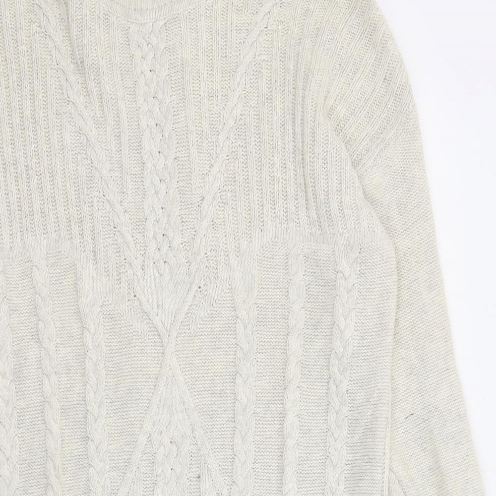 NEXT Womens Beige Cotton Jumper Dress Size M Boat Neck Zip
