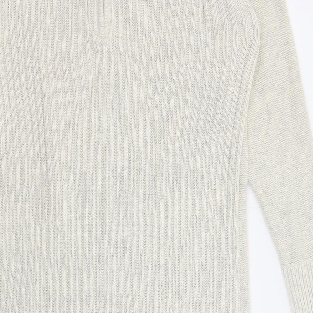 NEXT Womens Beige Cotton Jumper Dress Size M Boat Neck Zip