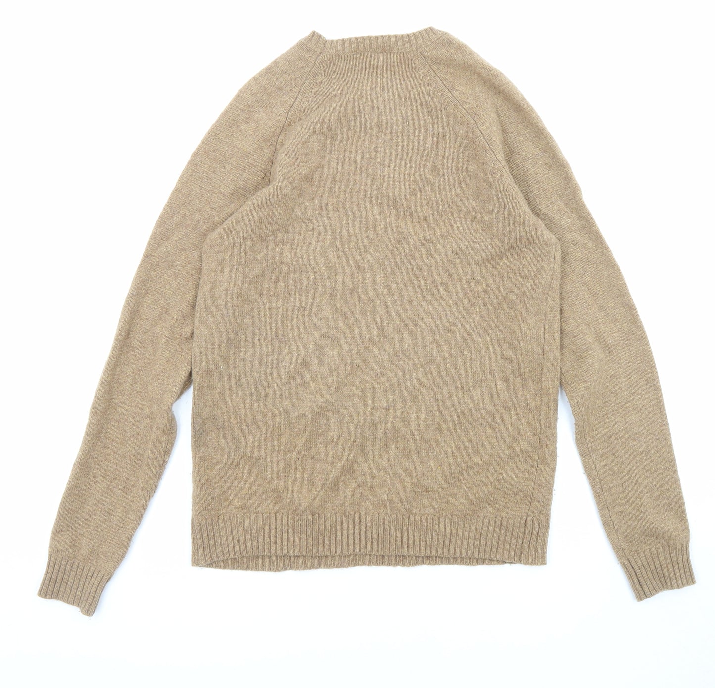 ASOS Mens Beige Round Neck Wool Pullover Jumper Size S Long Sleeve