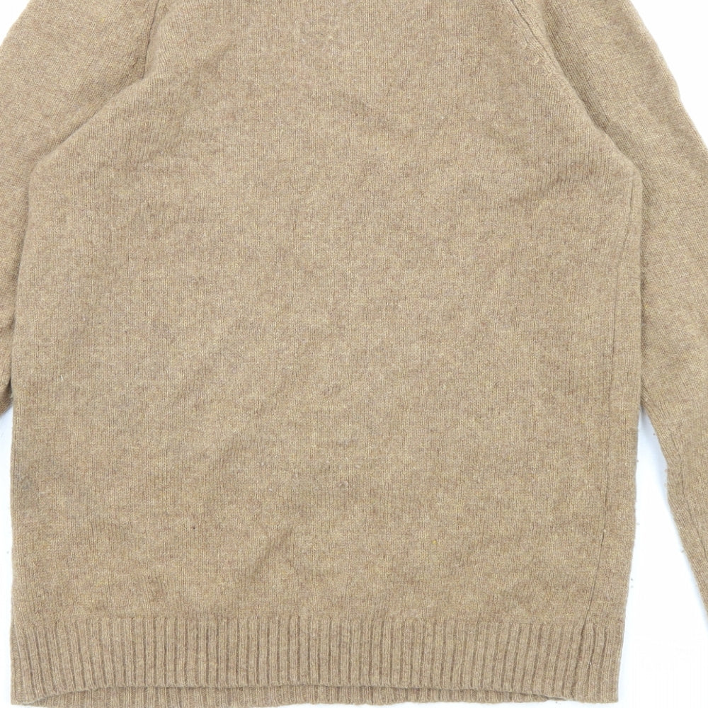 ASOS Mens Beige Round Neck Wool Pullover Jumper Size S Long Sleeve