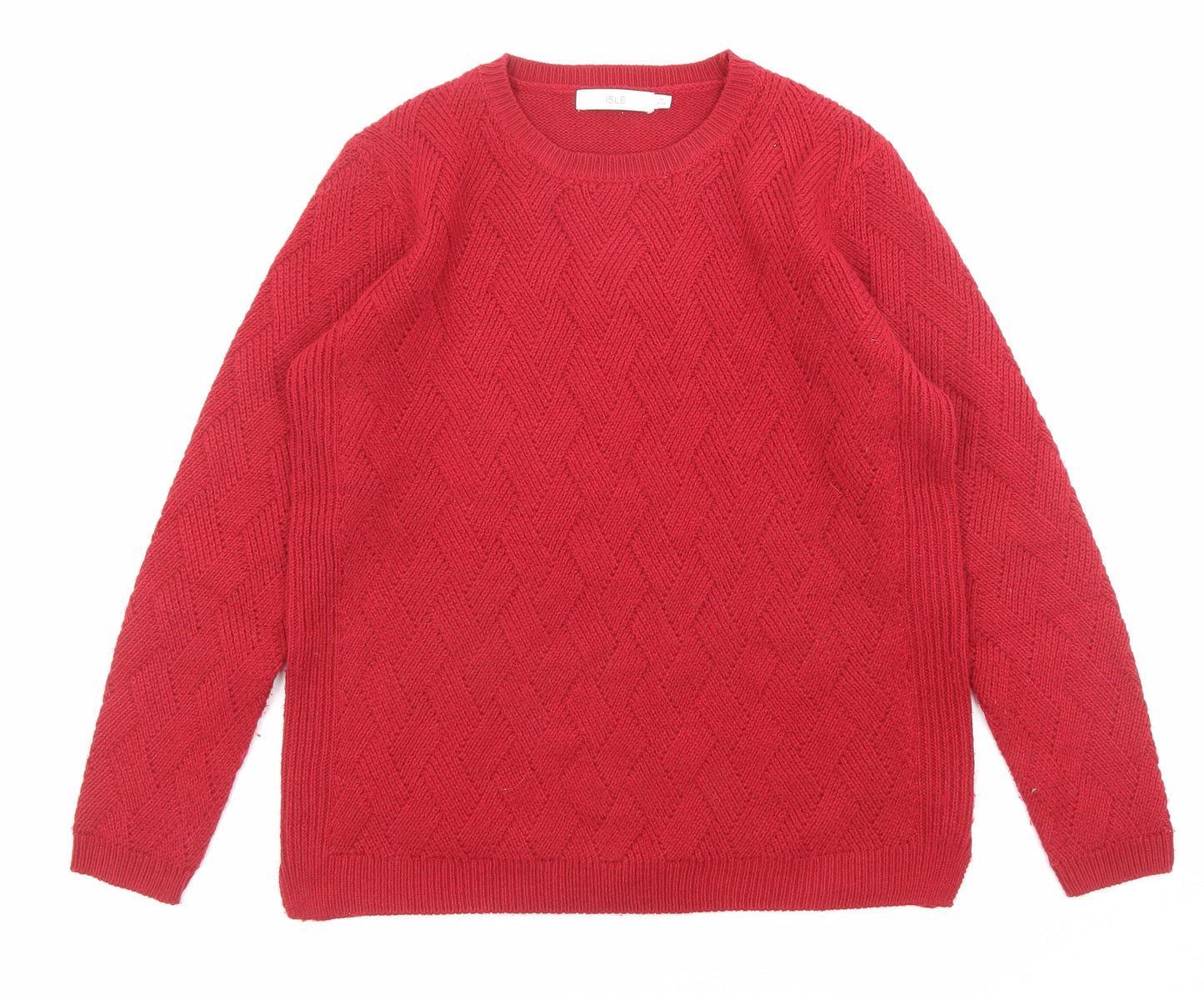 EWM Womens Red Crew Neck Acrylic Pullover Jumper Size 14 - Size 14-16