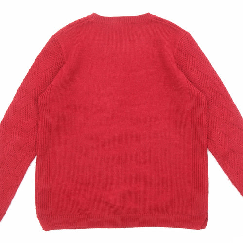 EWM Womens Red Crew Neck Acrylic Pullover Jumper Size 14 - Size 14-16