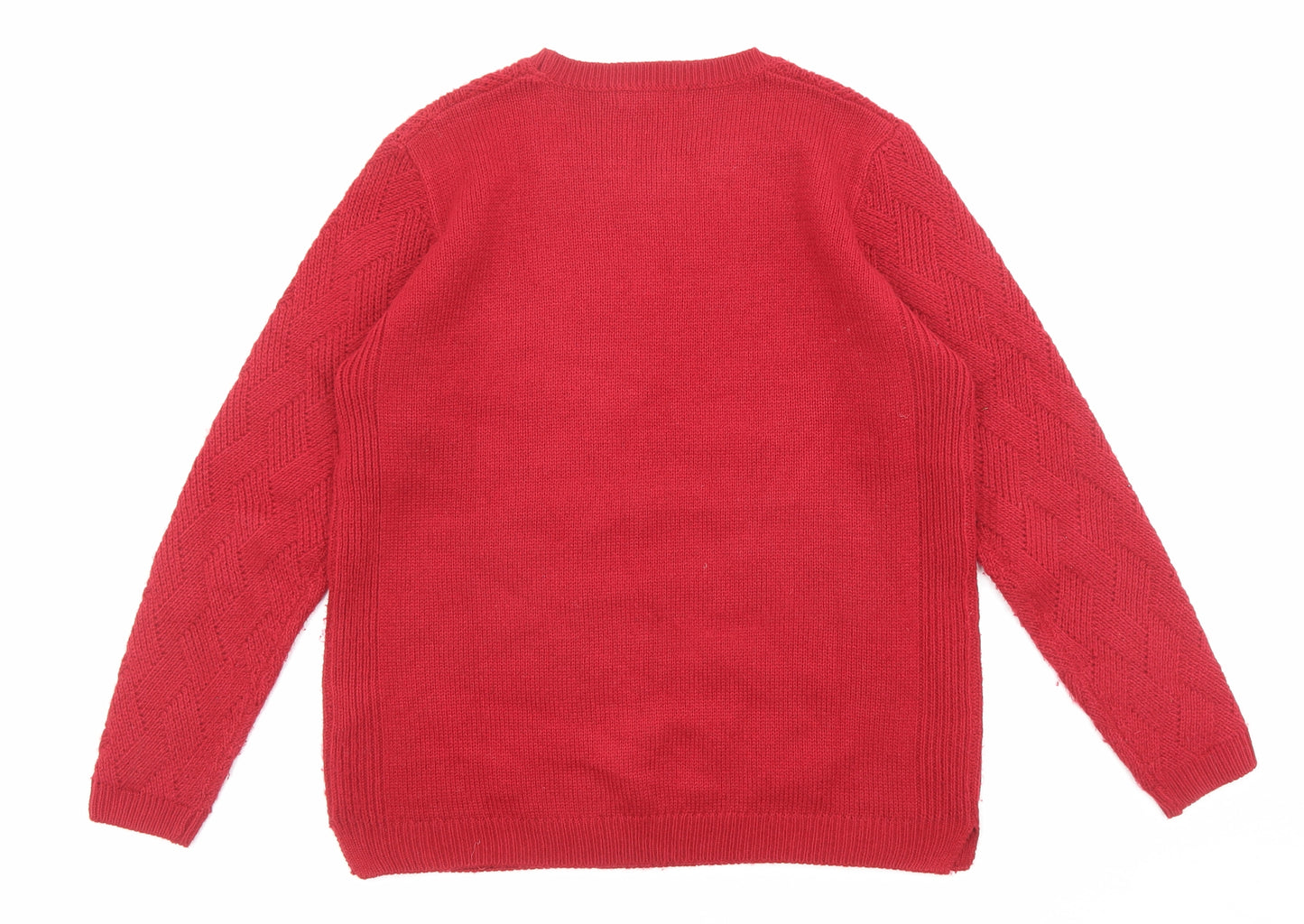EWM Womens Red Crew Neck Acrylic Pullover Jumper Size 14 - Size 14-16