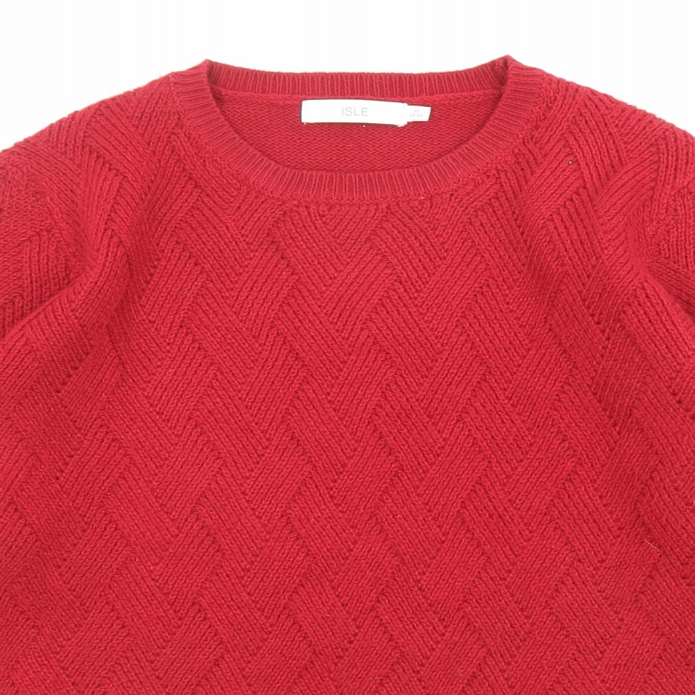 EWM Womens Red Crew Neck Acrylic Pullover Jumper Size 14 - Size 14-16