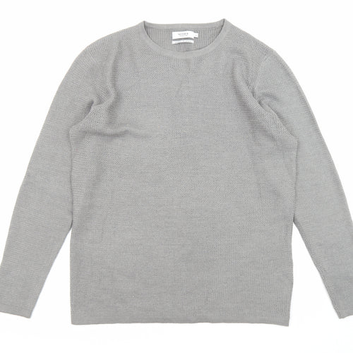 Nines Womens Grey Crew Neck Acrylic Pullover Jumper Size L