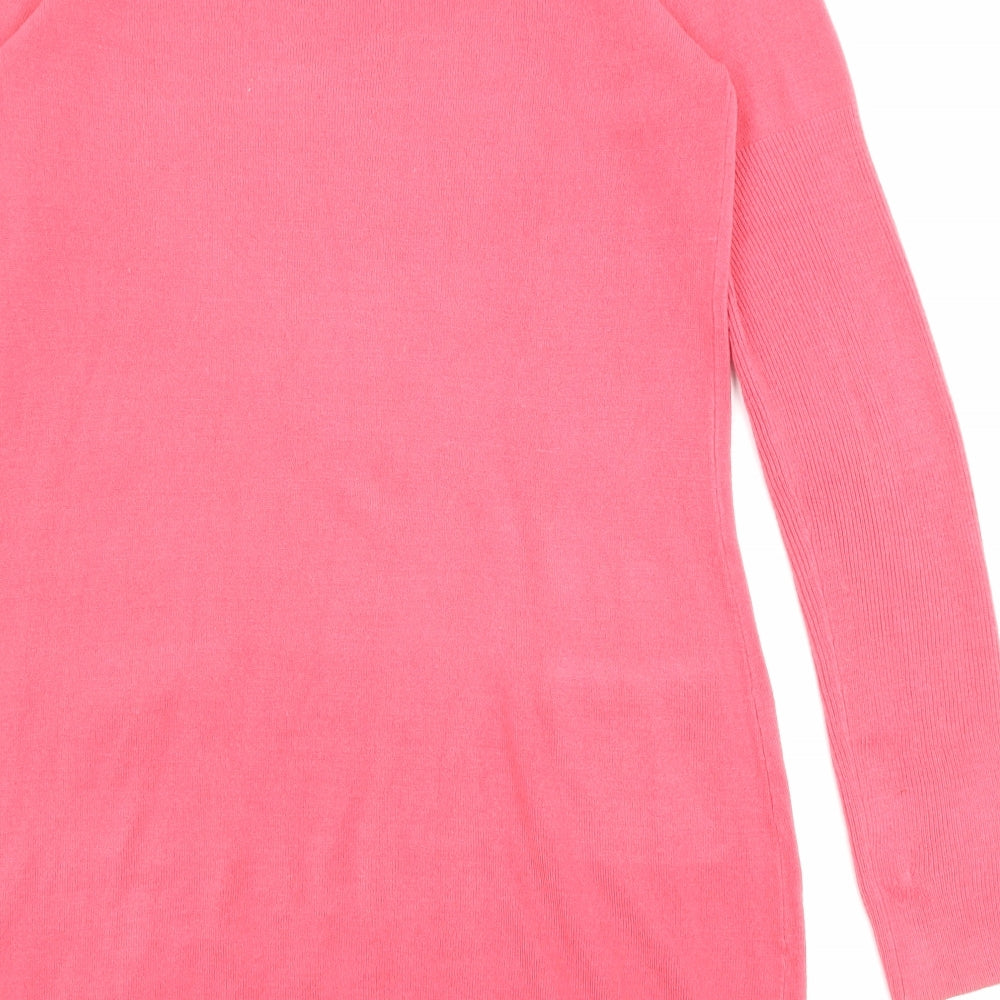 Dorothy Perkins Womens Pink Acrylic Bodycon Size 12 Boat Neck Pullover - Pockets