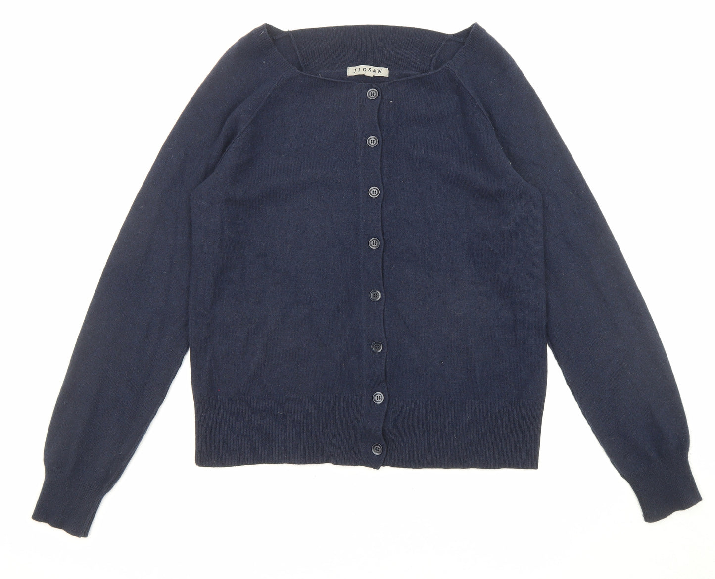 Jigsaw Womens Blue Boat Neck Cashmere Cardigan Jumper Size L