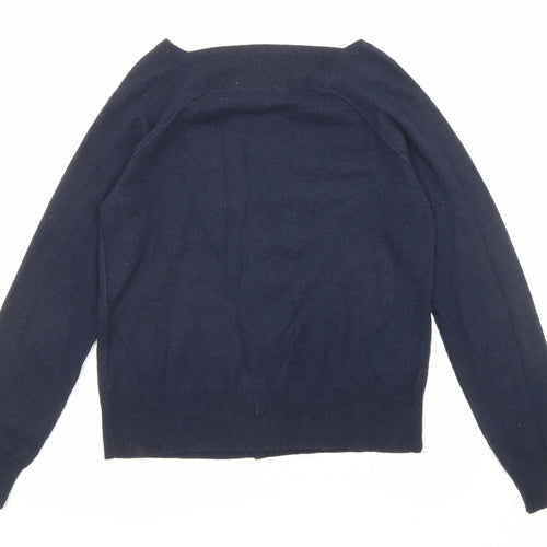 Jigsaw Womens Blue Boat Neck Cashmere Cardigan Jumper Size L