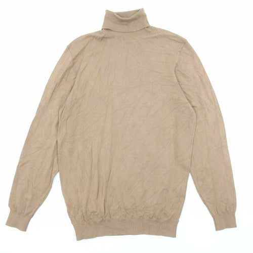 Zara Womens Beige Roll Neck Acrylic Pullover Jumper Size S