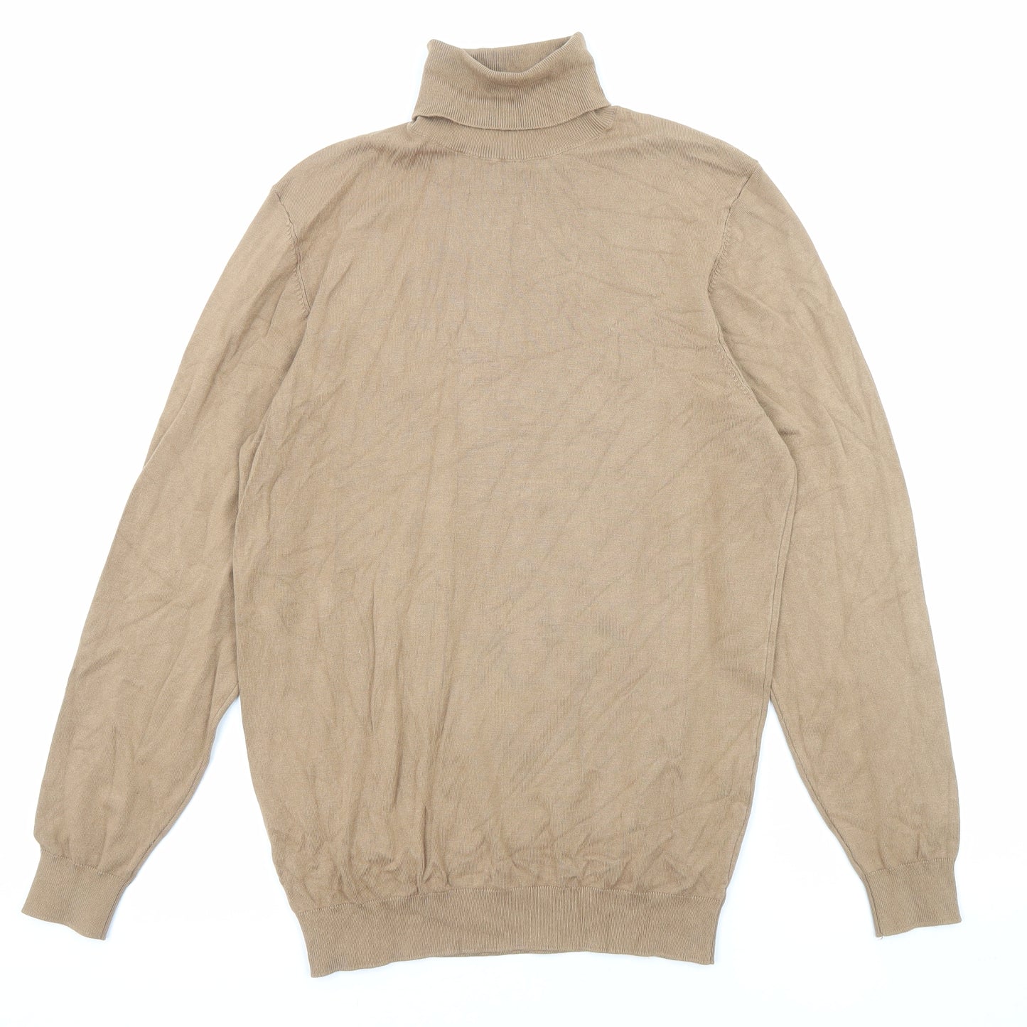 Zara Womens Beige Roll Neck Acrylic Pullover Jumper Size S