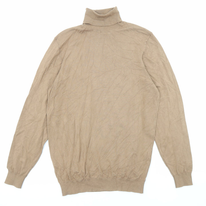Zara Womens Beige Roll Neck Acrylic Pullover Jumper Size S