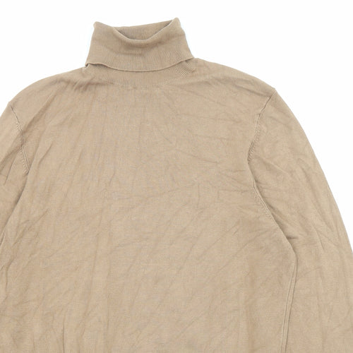 Zara Womens Beige Roll Neck Acrylic Pullover Jumper Size S