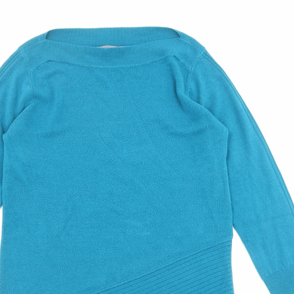 Principles Womens Black Boat Neck Acrylic Pullover Jumper Size 12 - Asymmetric